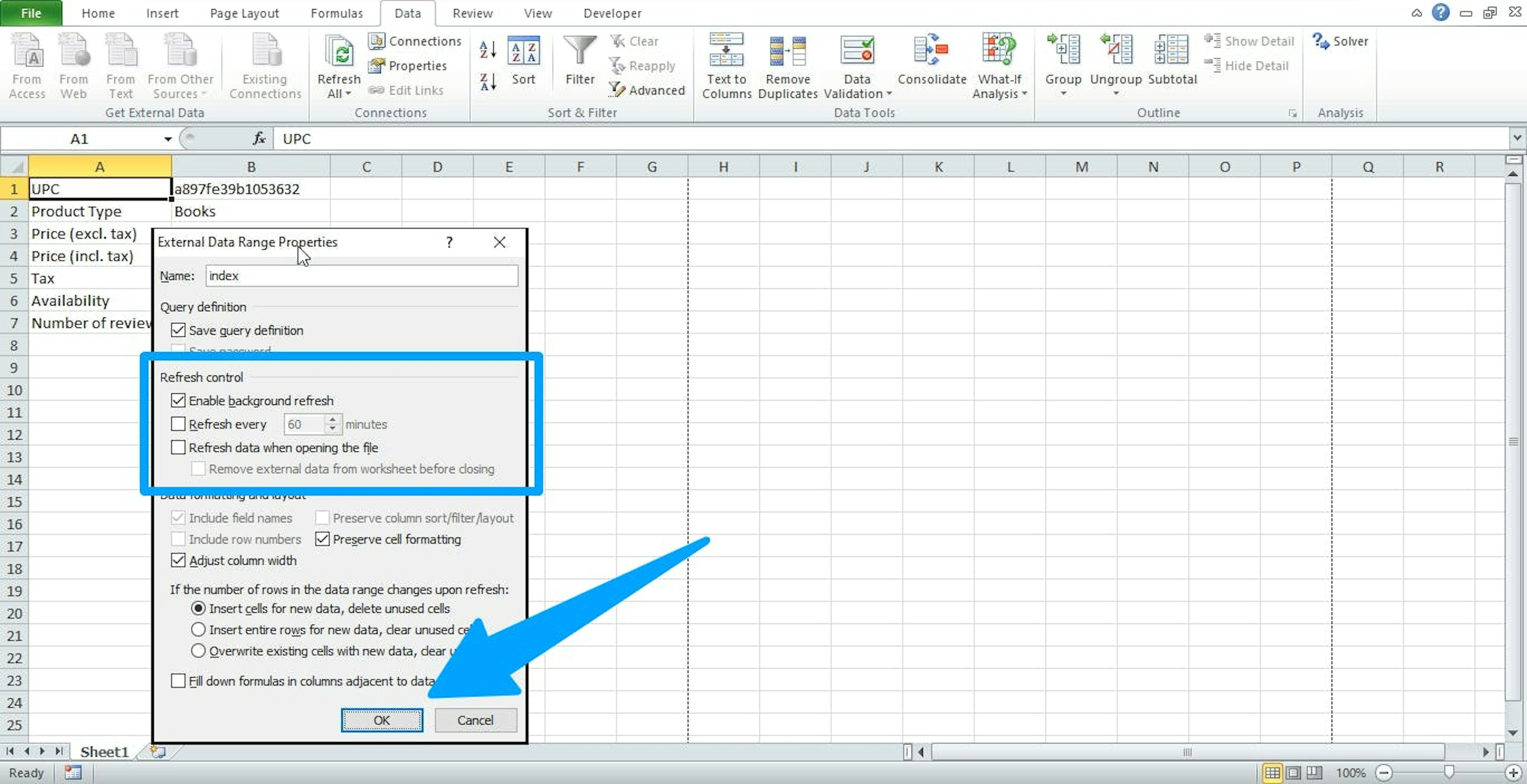 You need to look for the "Refresh Controls" section