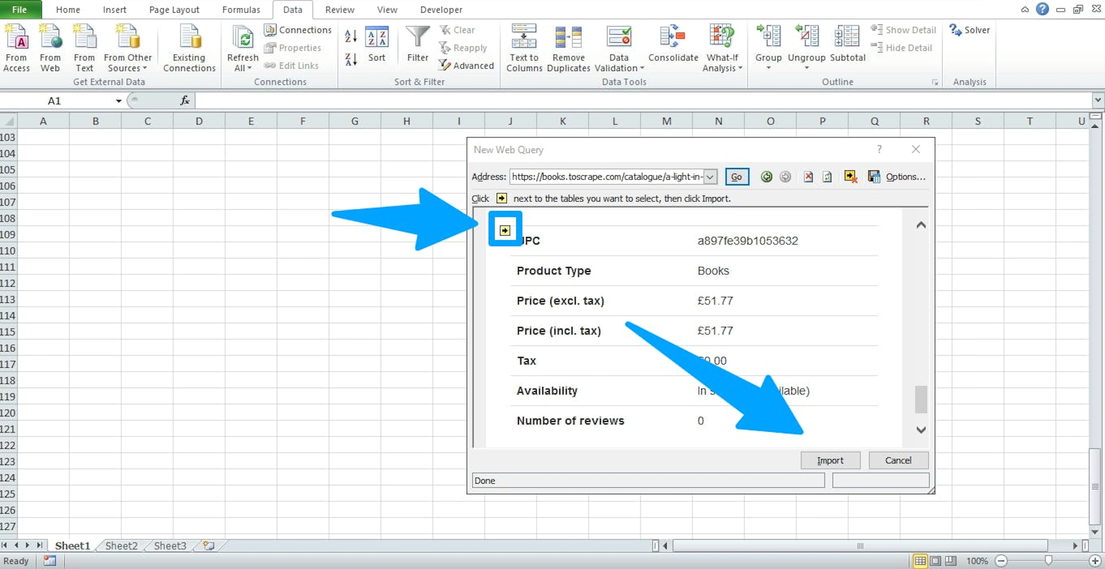 Select the desired table to scrape