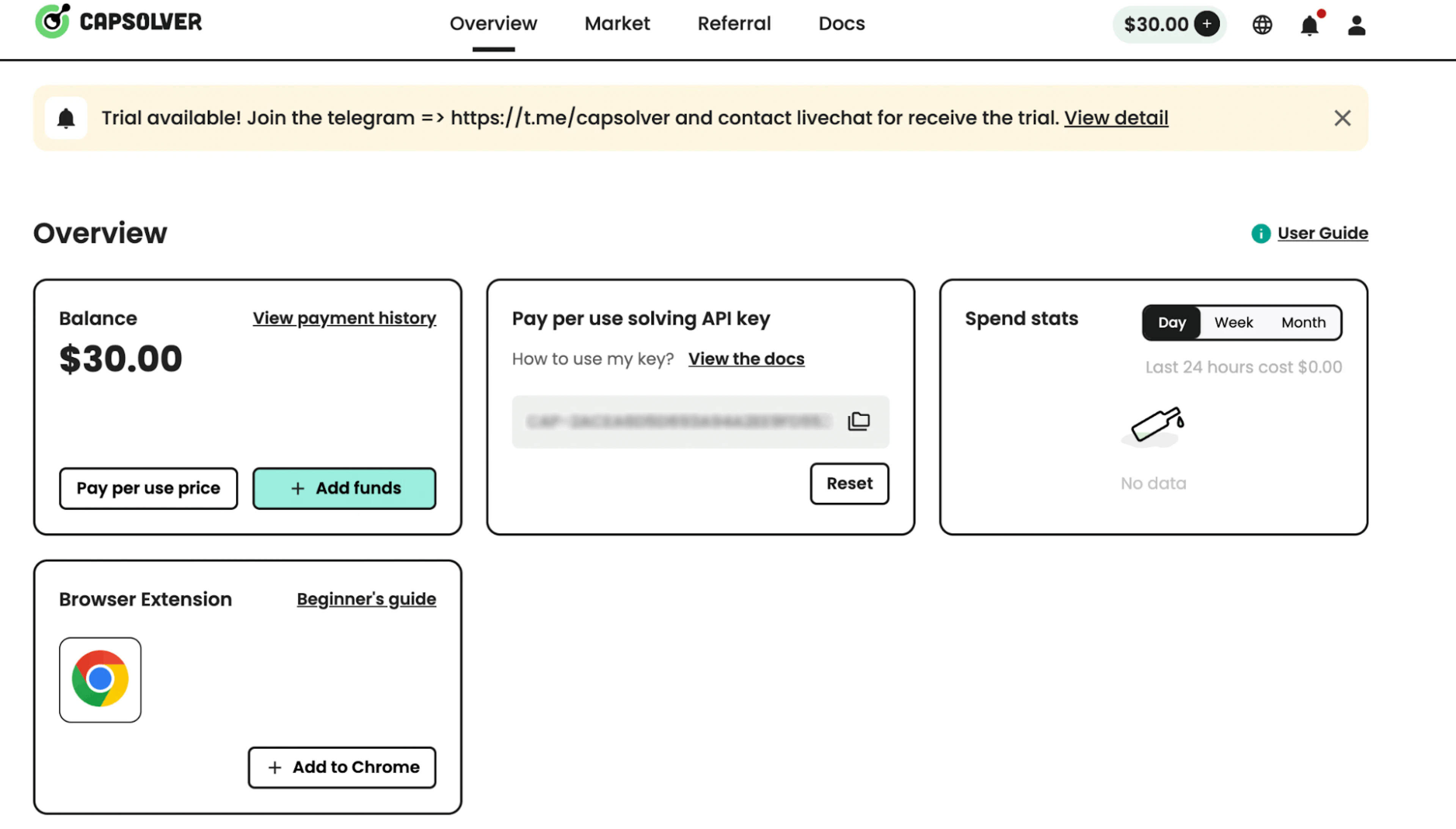 CapSolver’s dashboard