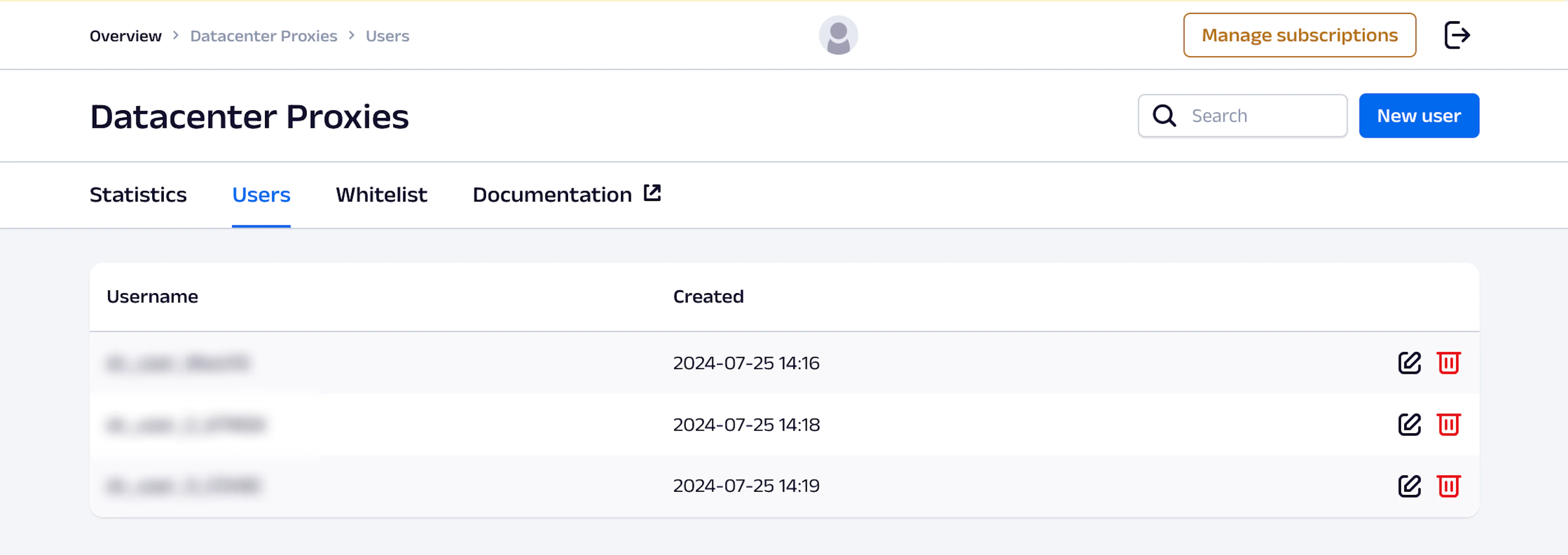Creating new users in the dashboard