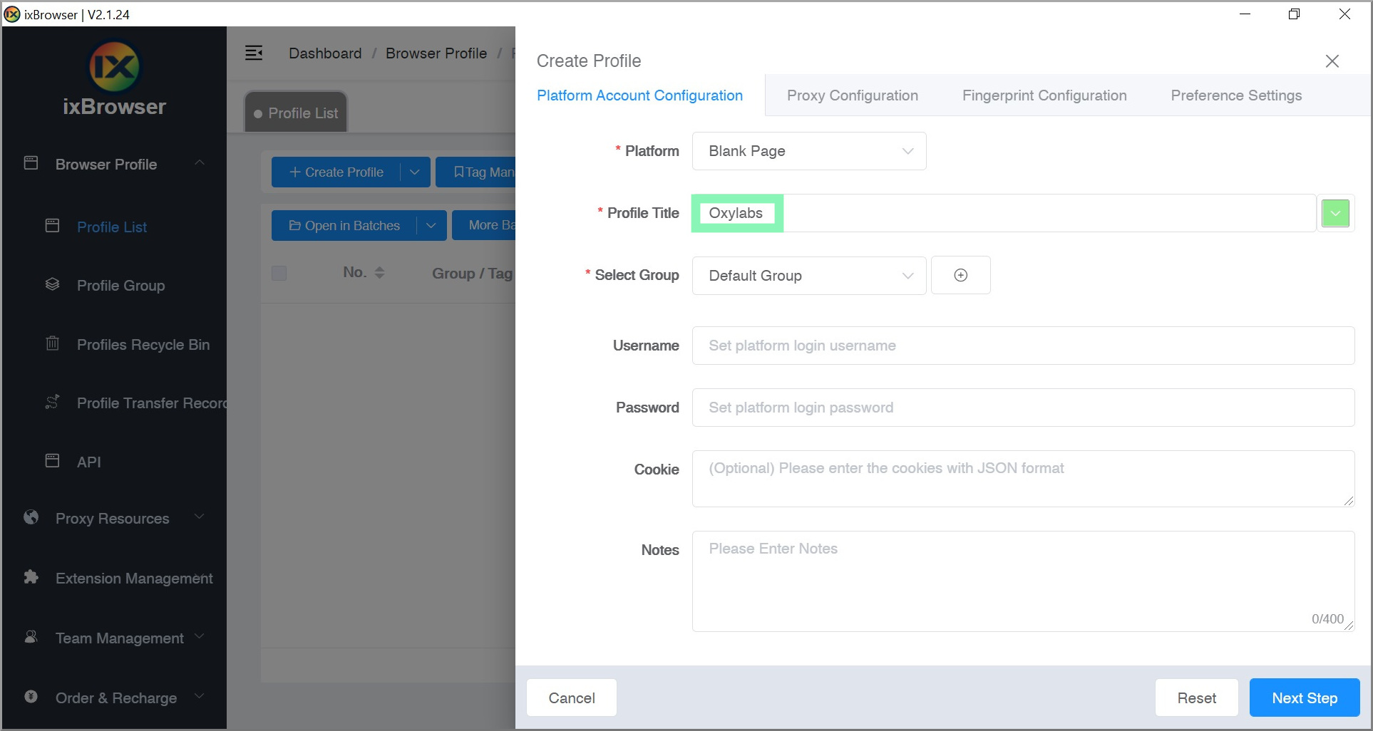 Proxy Integration with ixBrowser