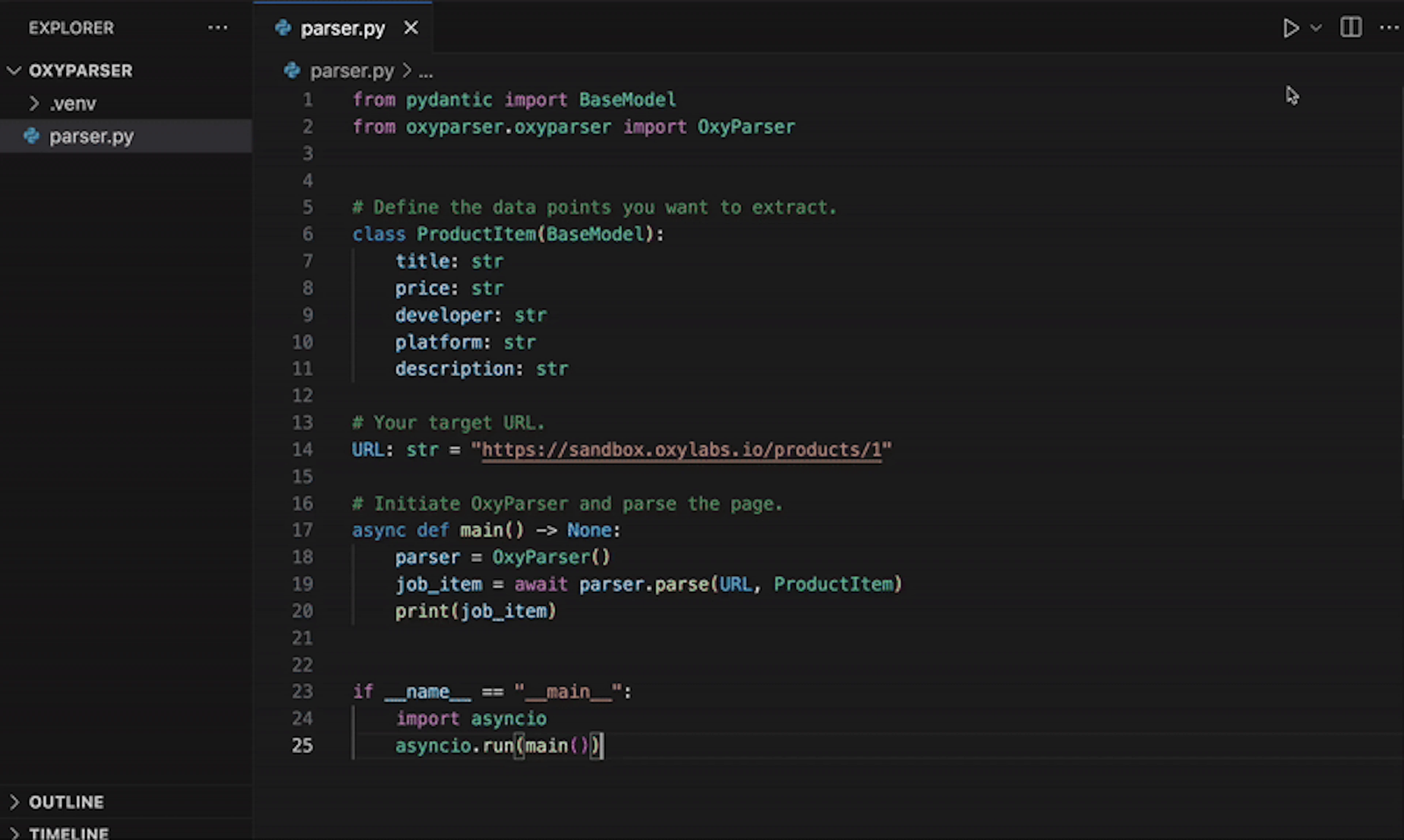 Running Oxy Parser