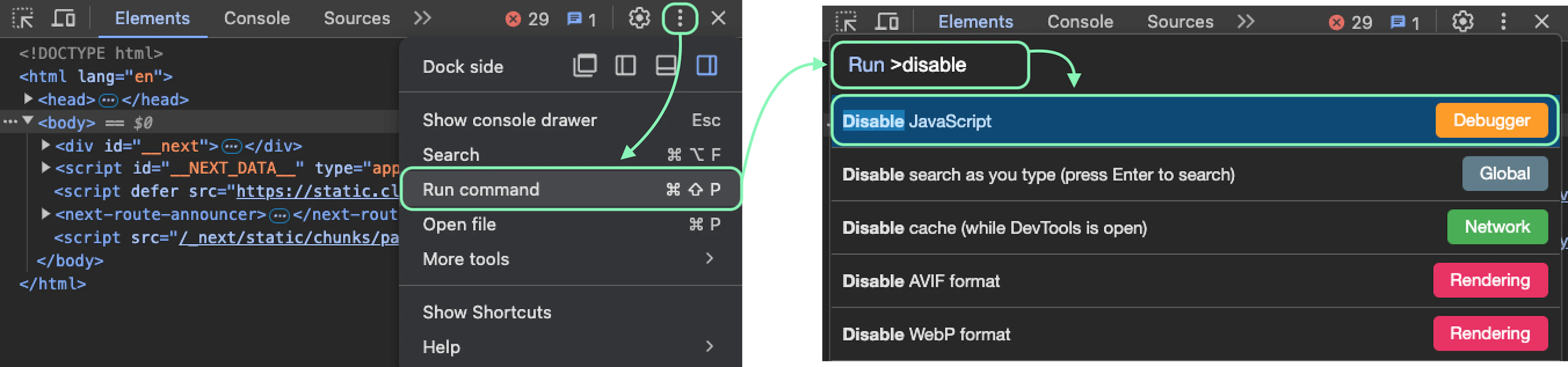 Disabling JavaScript via Dev Tools