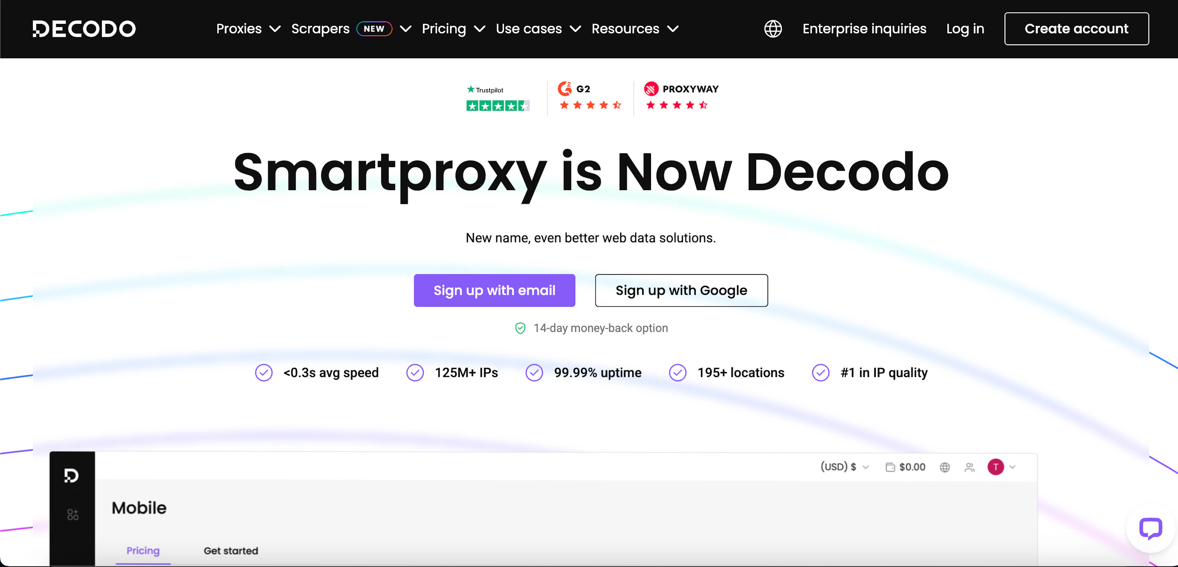 Decodo (ex. Smartproxy) homepage