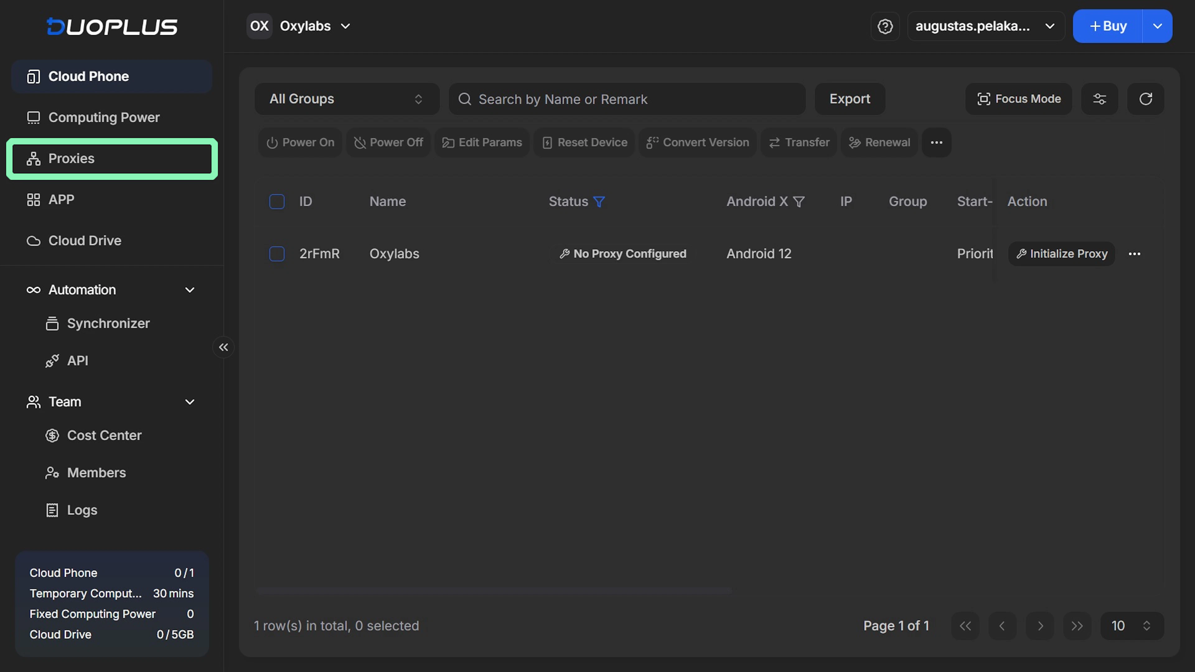 Proxy setup
