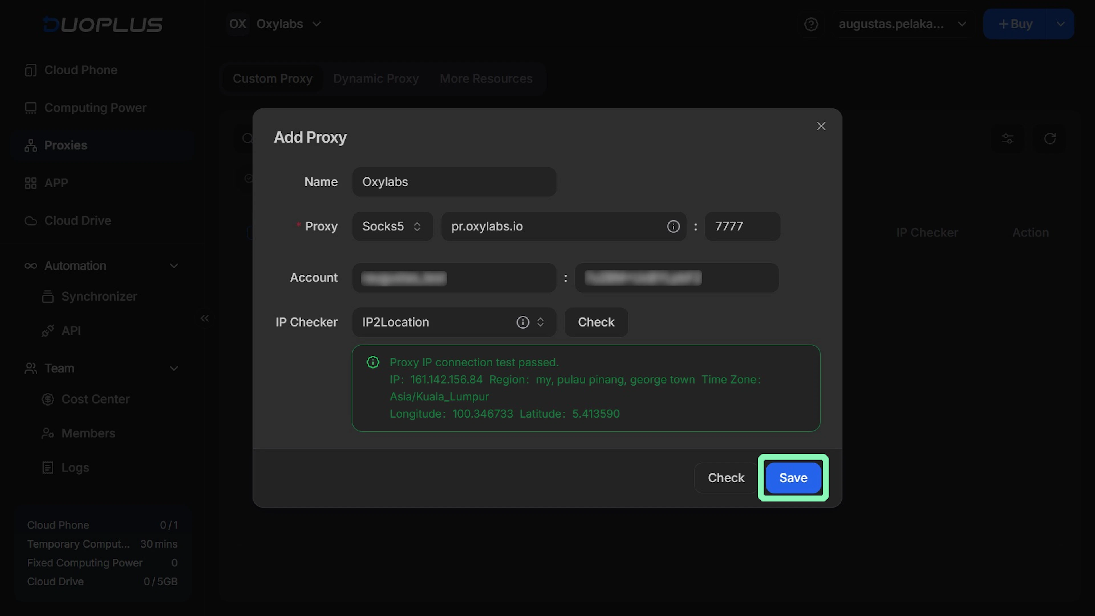 Checking proxy connection