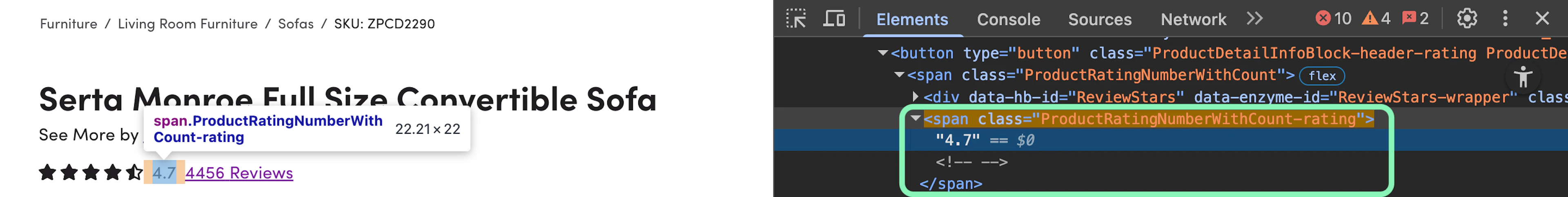 Inspecting the rating element