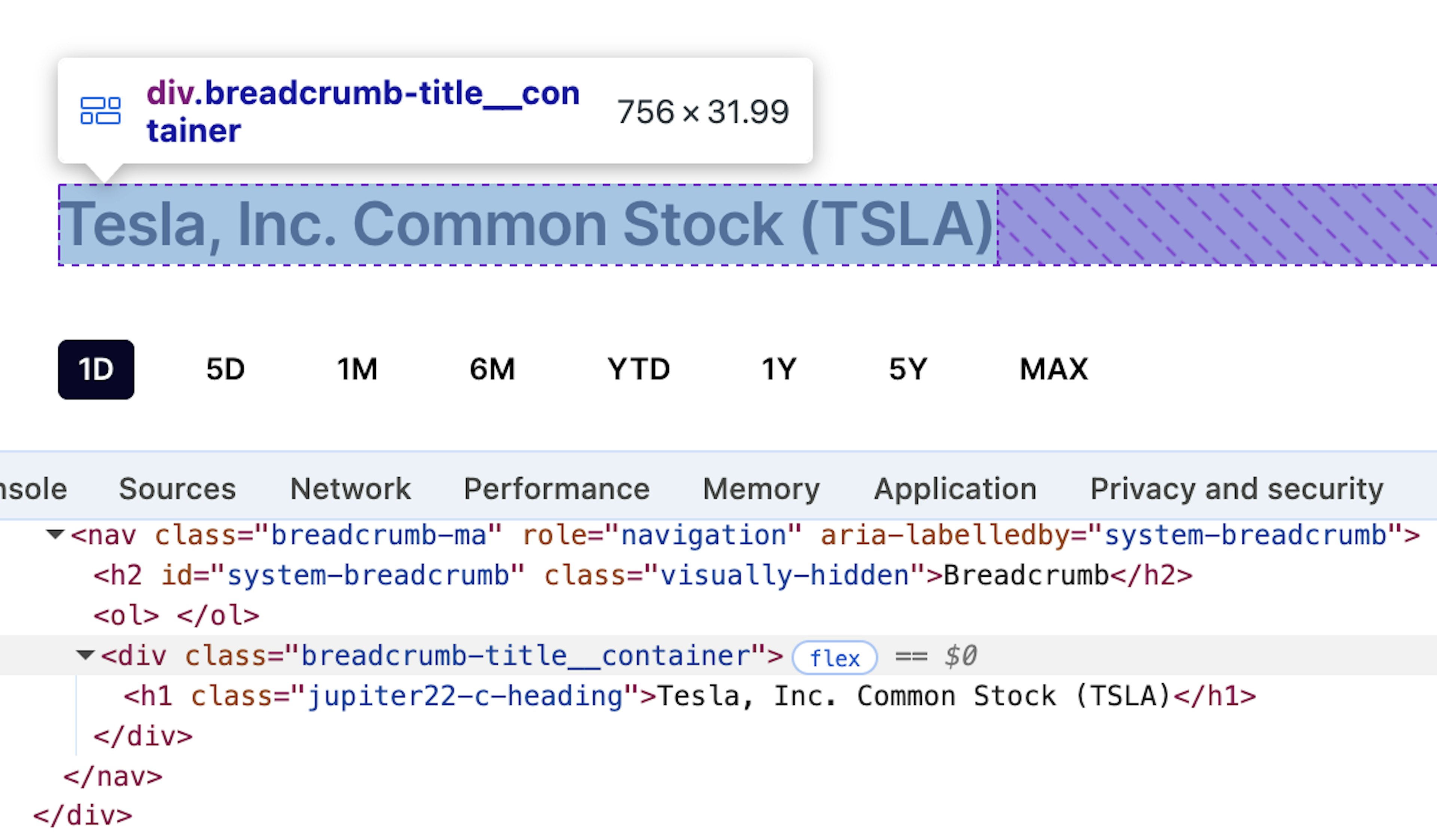 nasdaq stock market data scraper tutorial – locating the title element