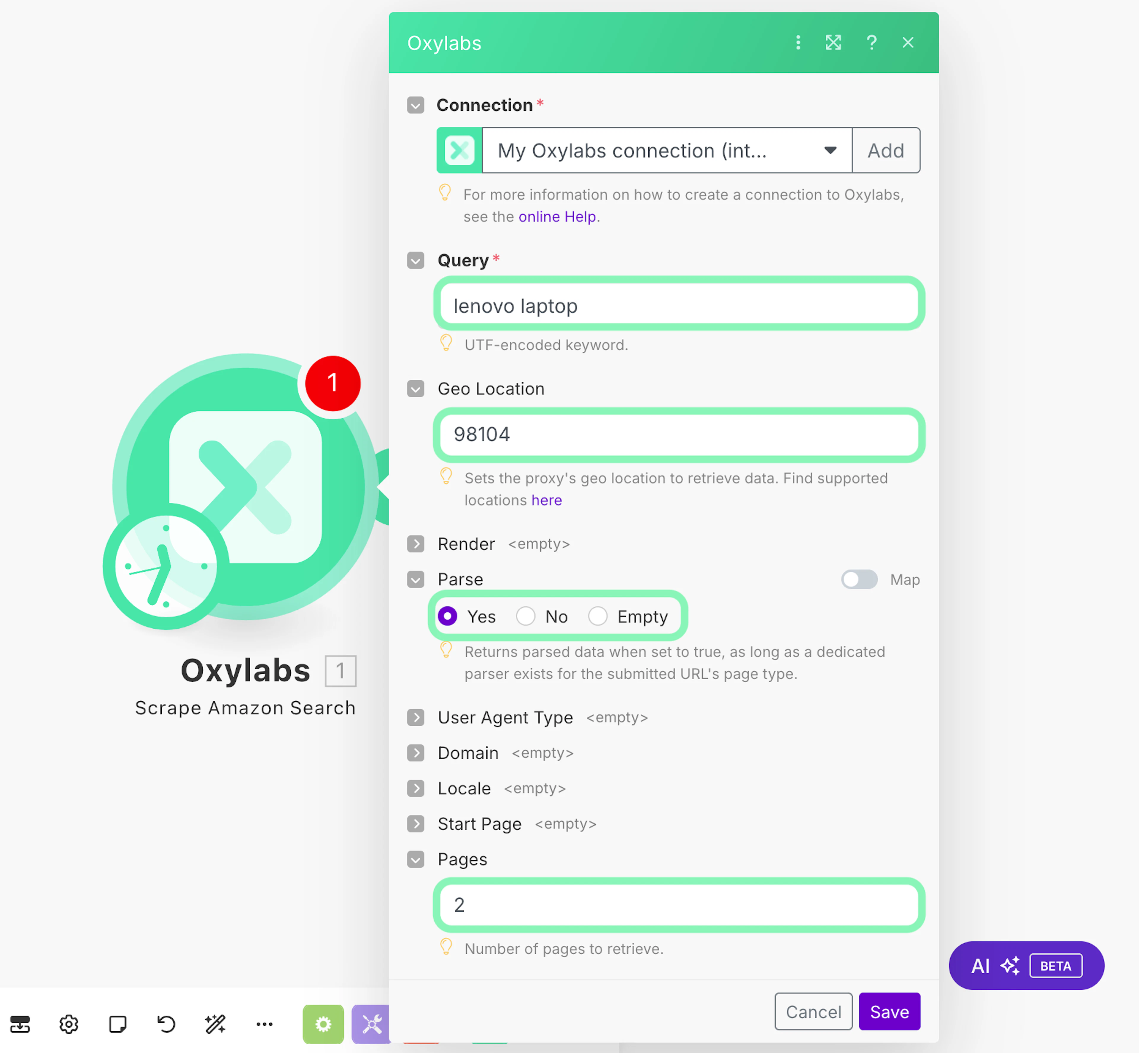 Oxylabs module settings