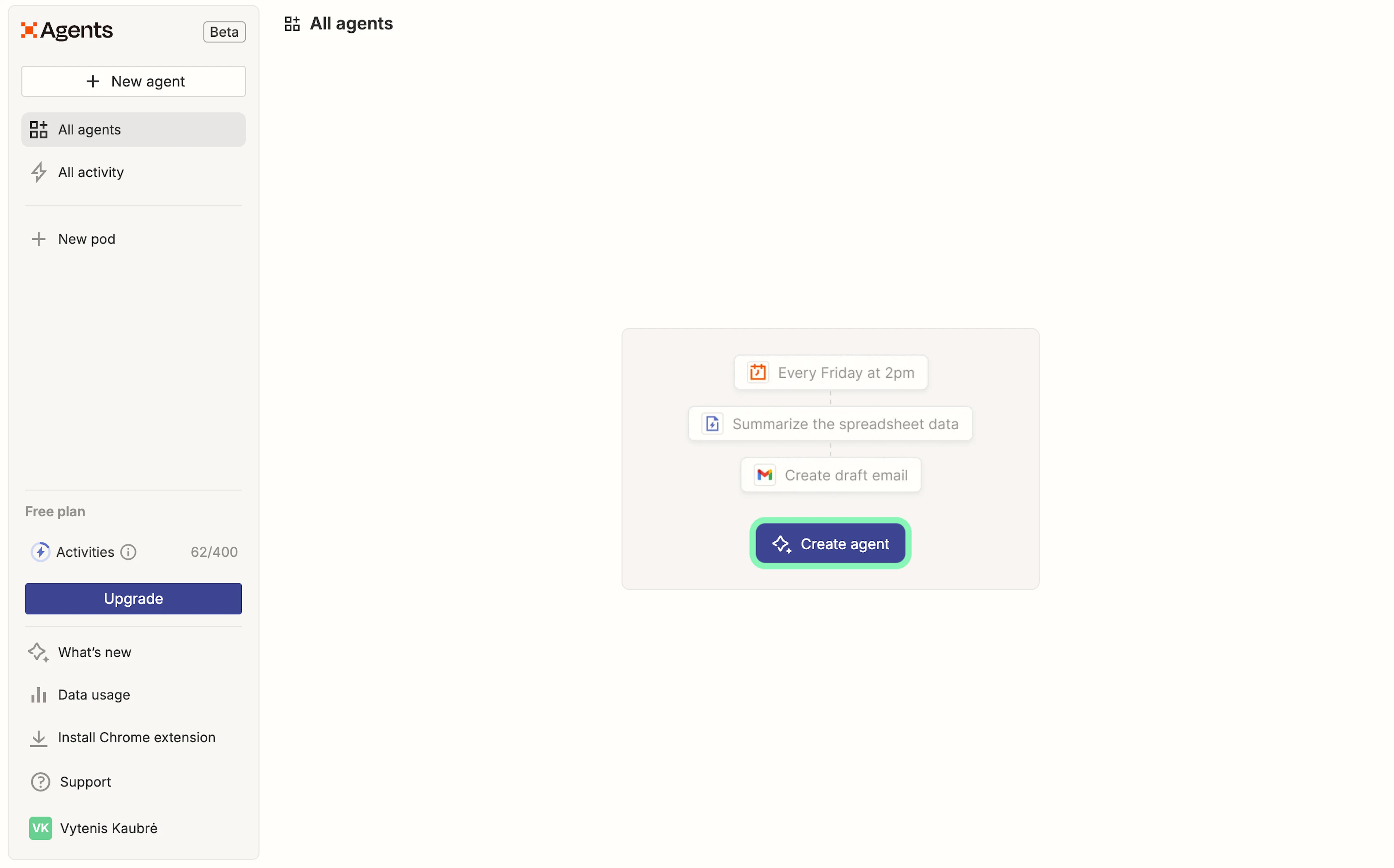 Creating an Agent in Zapier