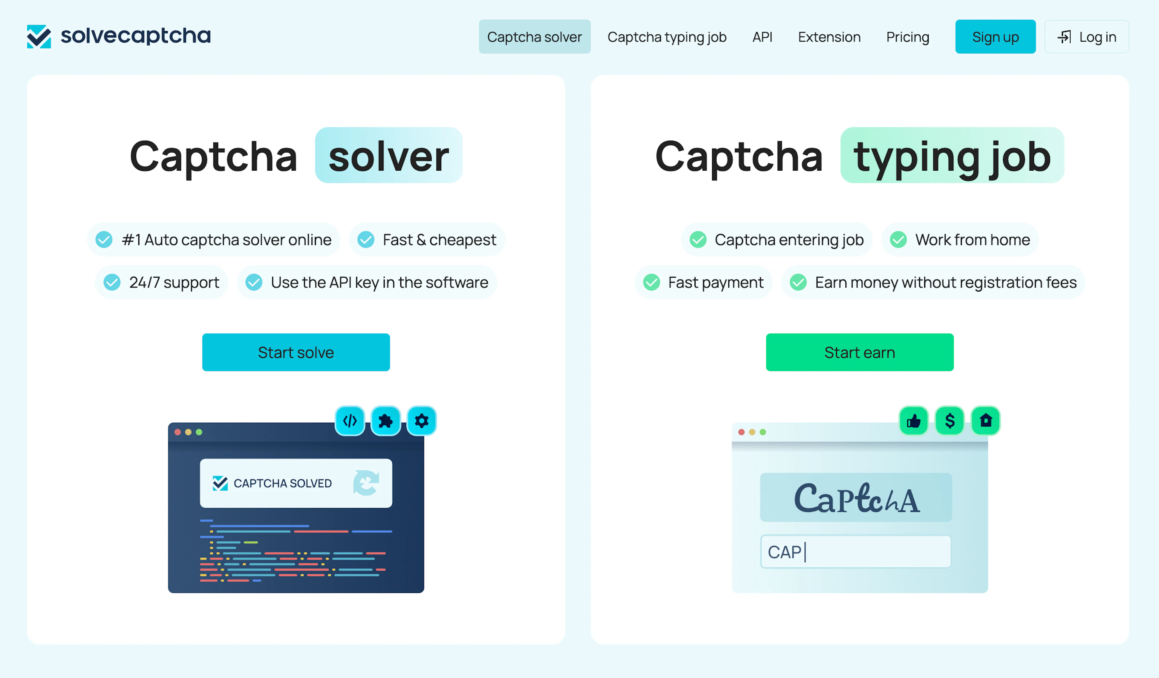 solvecaptcha homepage
