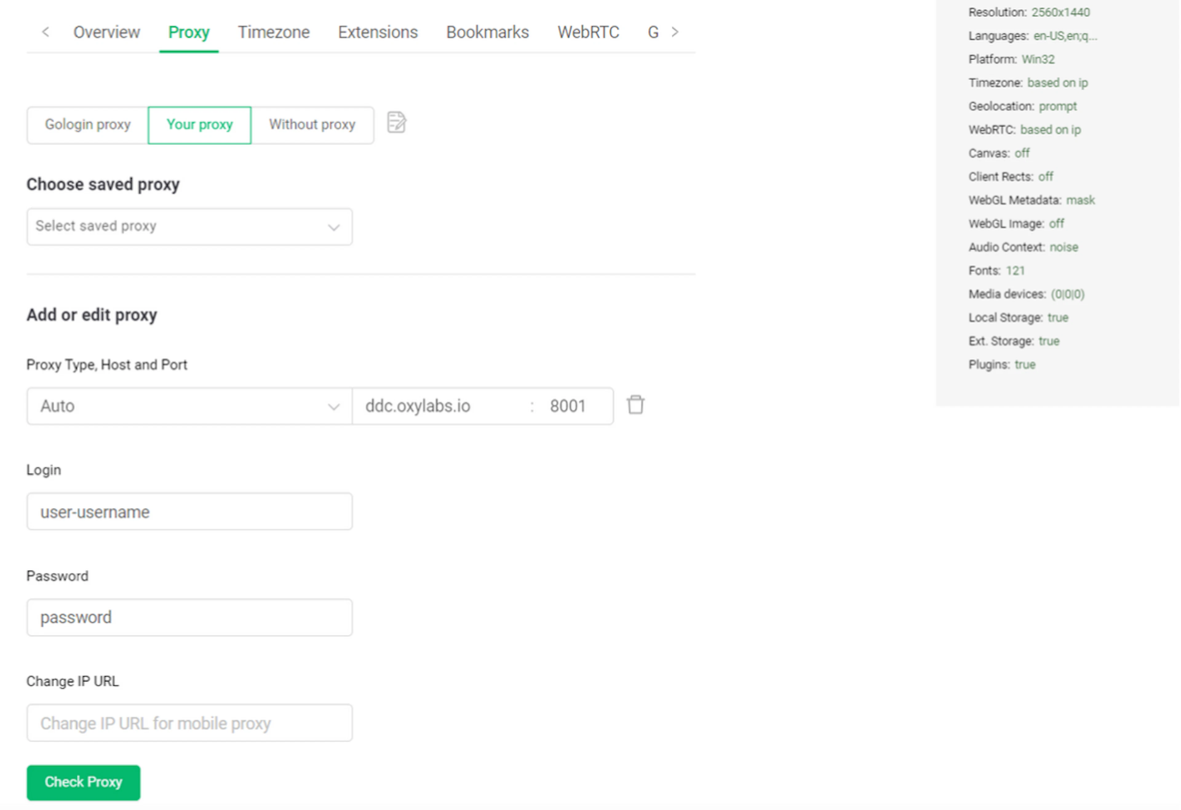 GoLogin with Oxylabs Self-Service Dedicated Datacenter proxies