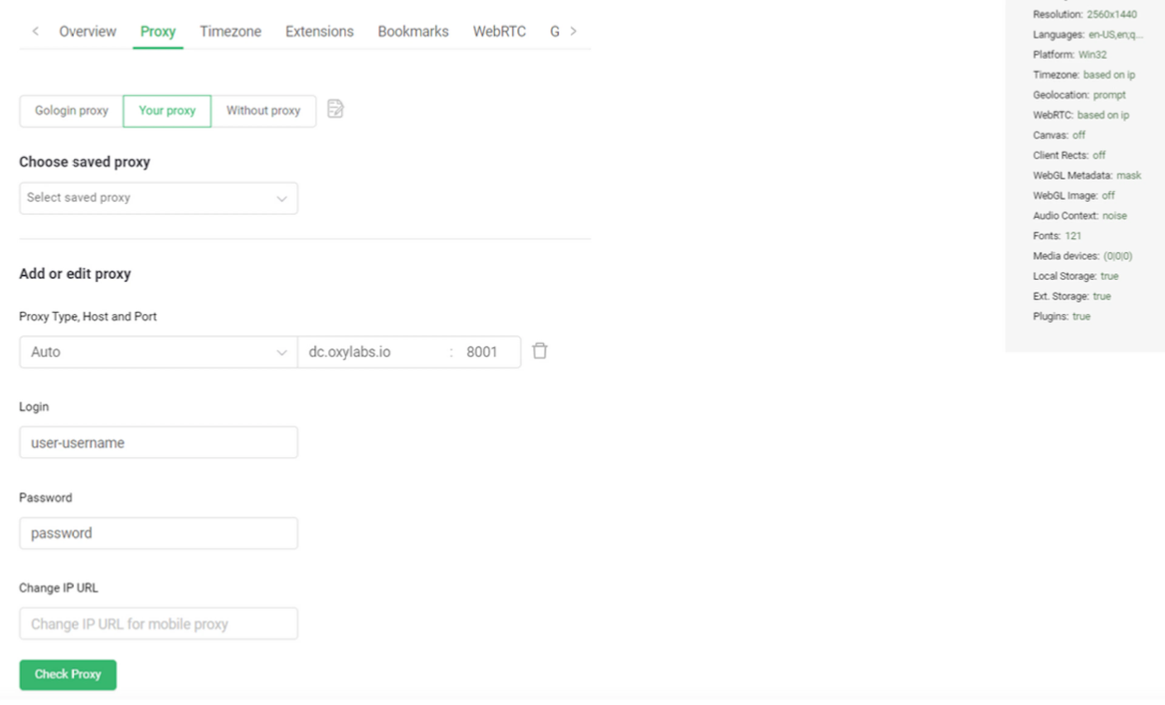 GoLogin with Oxylabs Datacenter proxies