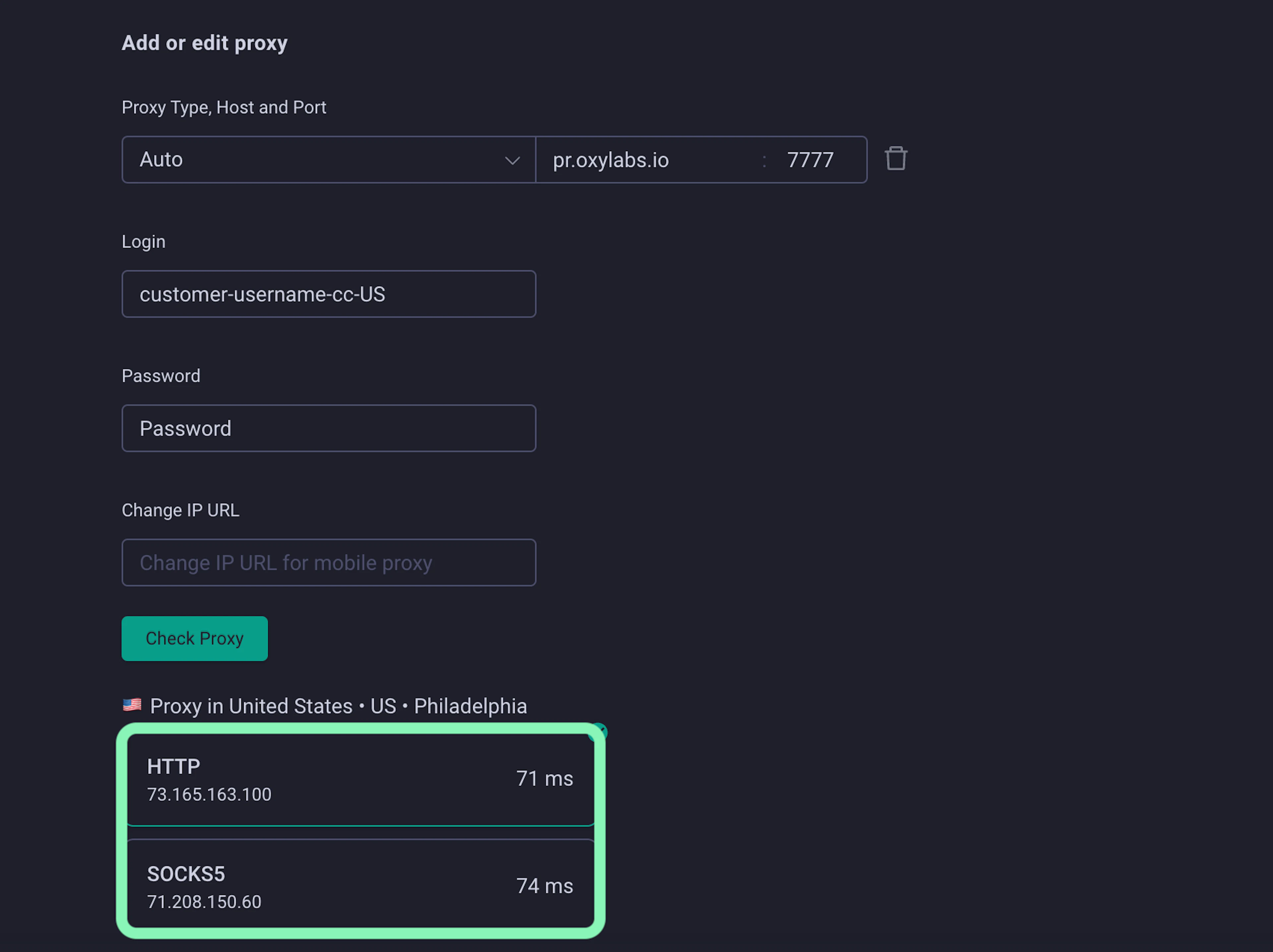 Choosing proxy type (protocol) in GoLogin