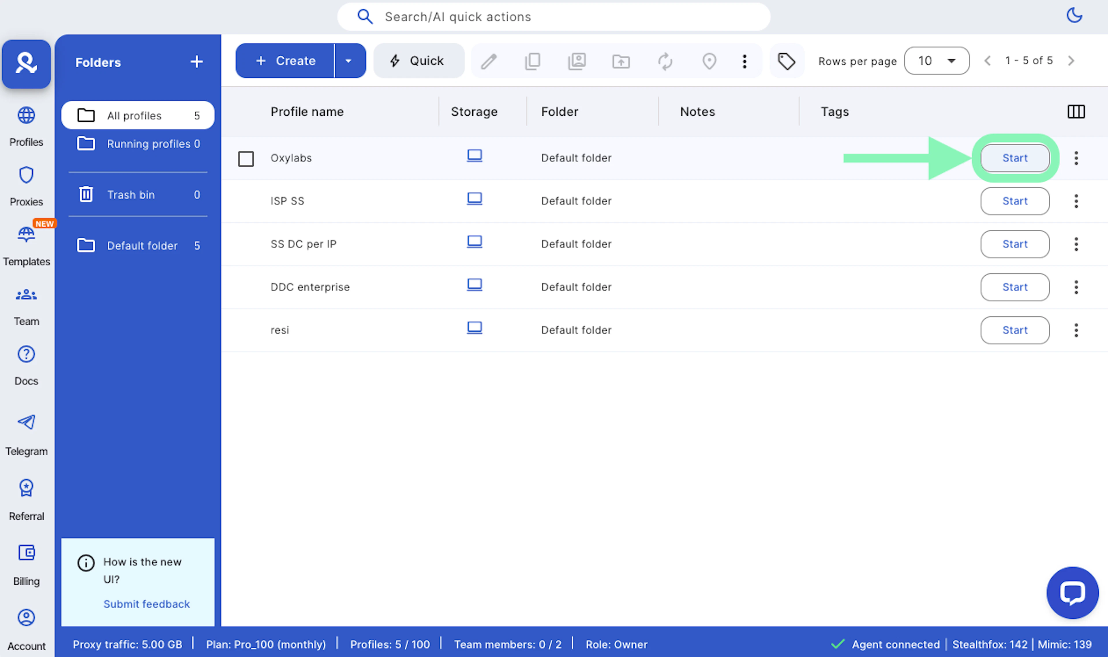 Start Multilogin profile