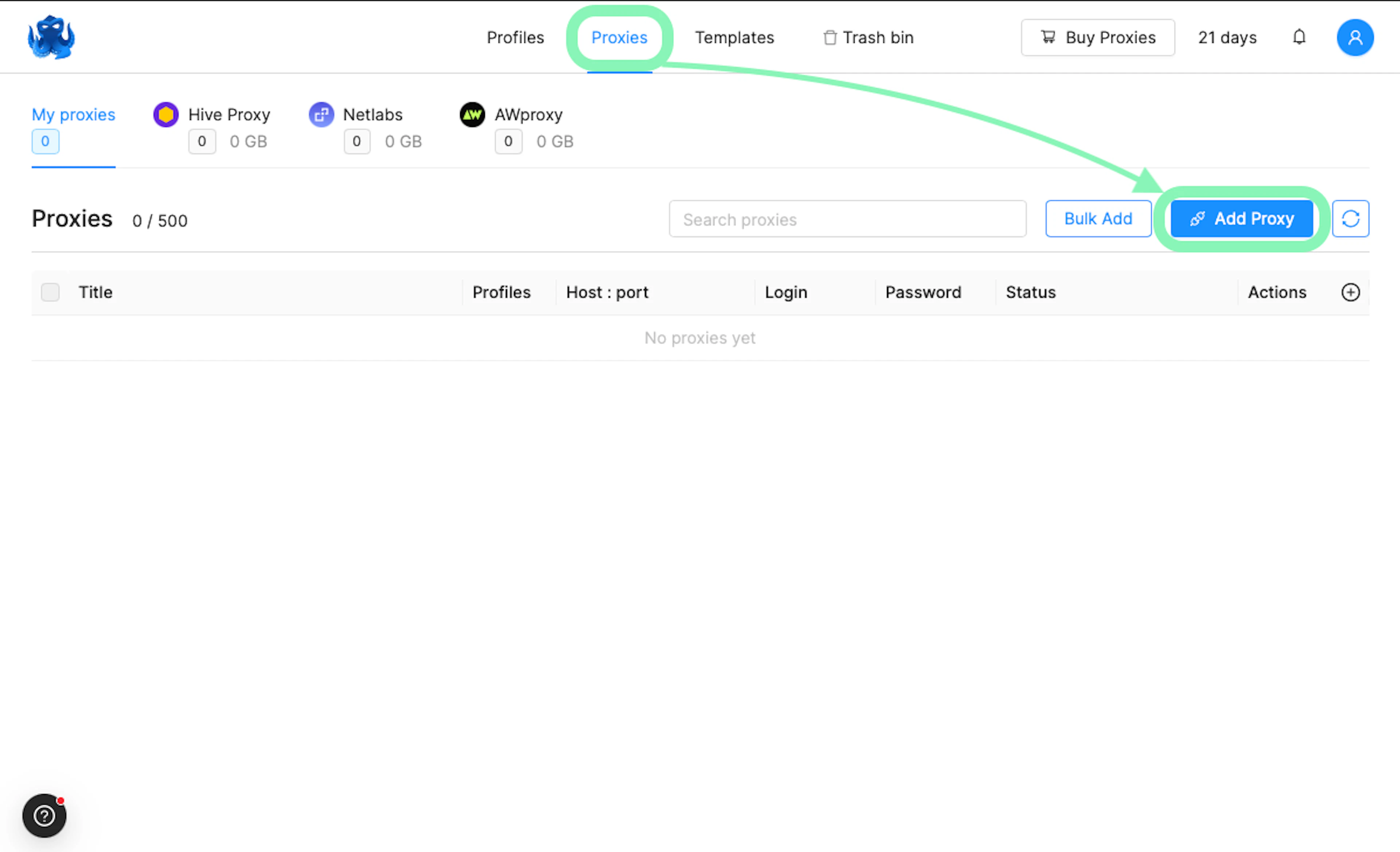 Add a new proxy to Octo Browser