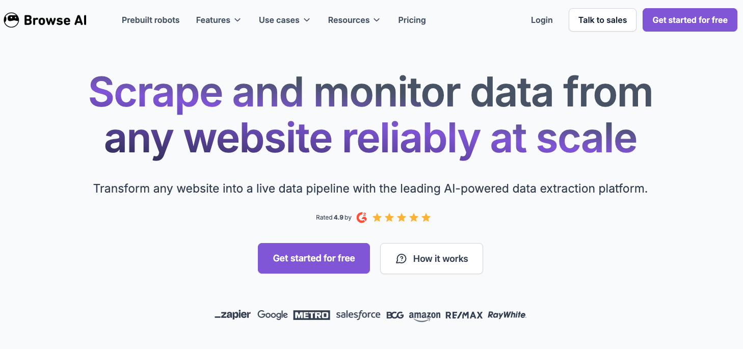 Browse AI, no code web scraper built by recording your actions