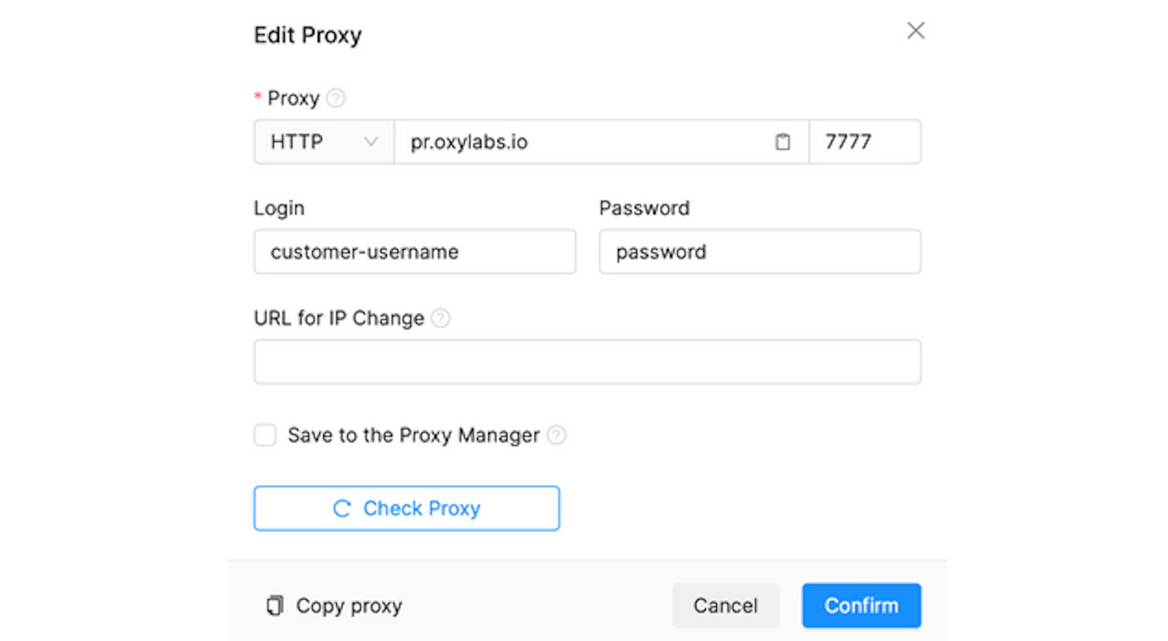 Oxylabs Residential Proxy details for Octo Browser