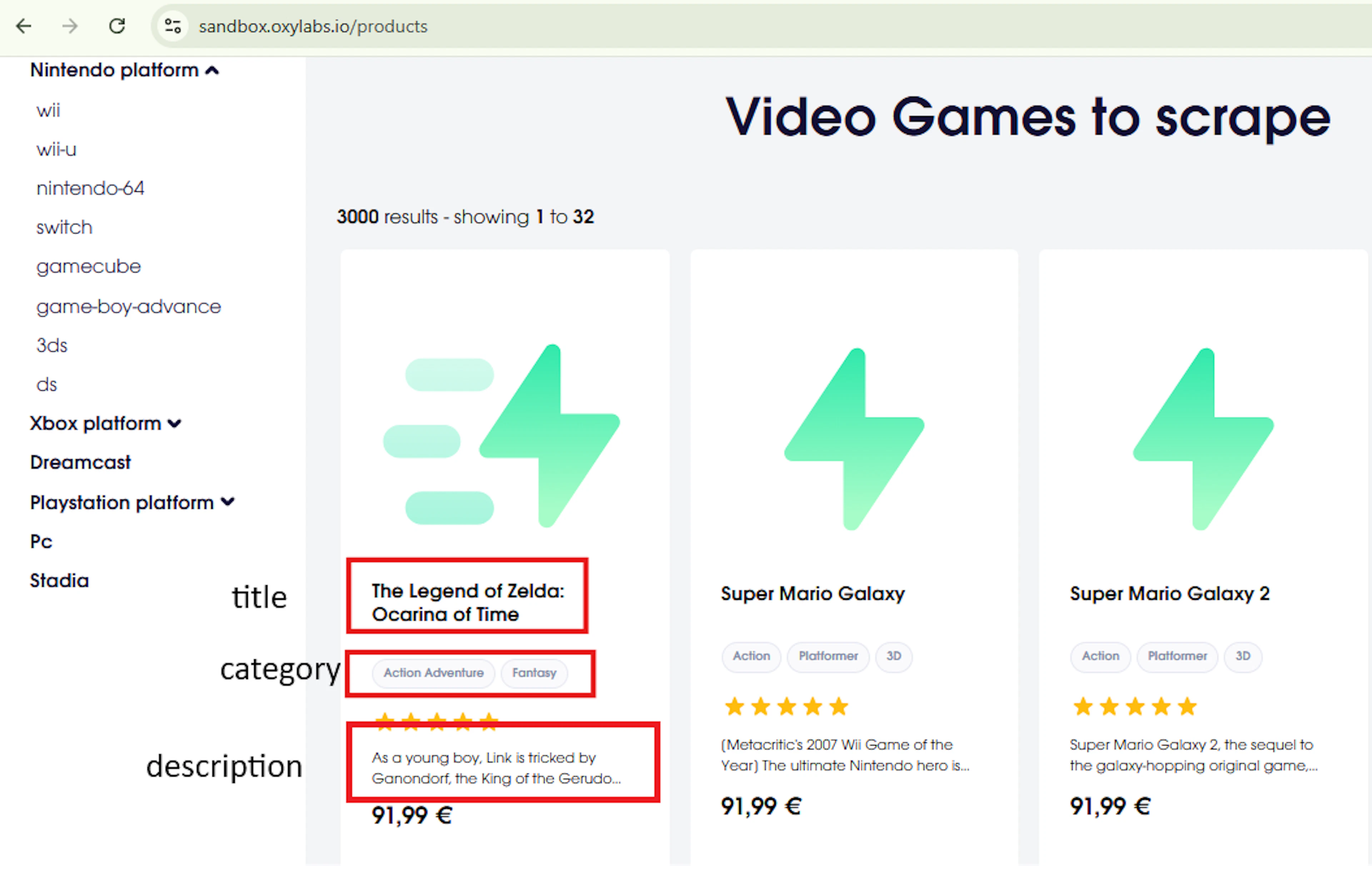 Video game listings
