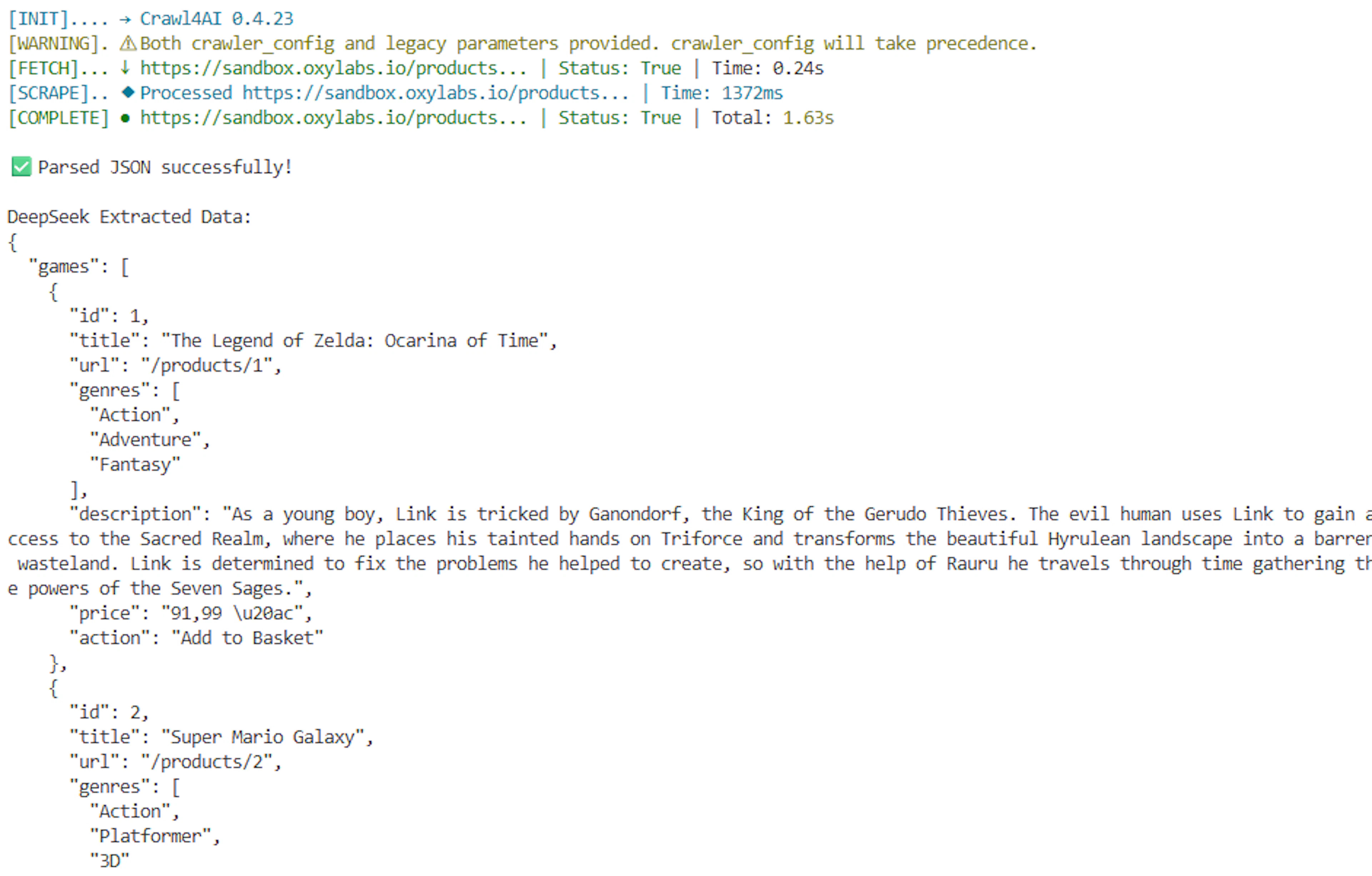 Output example