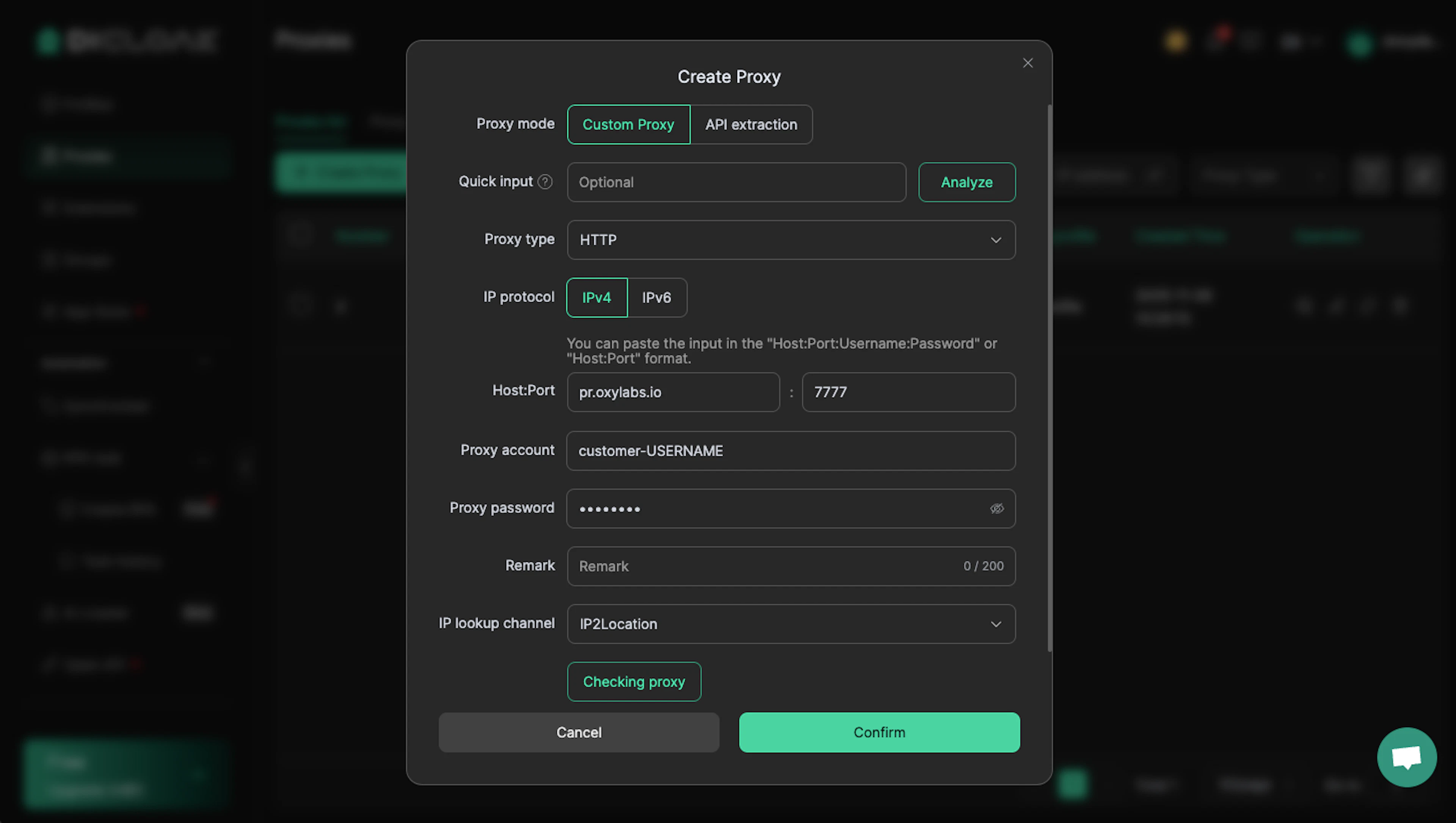 Oxylabs Residential Proxy details in DICloak