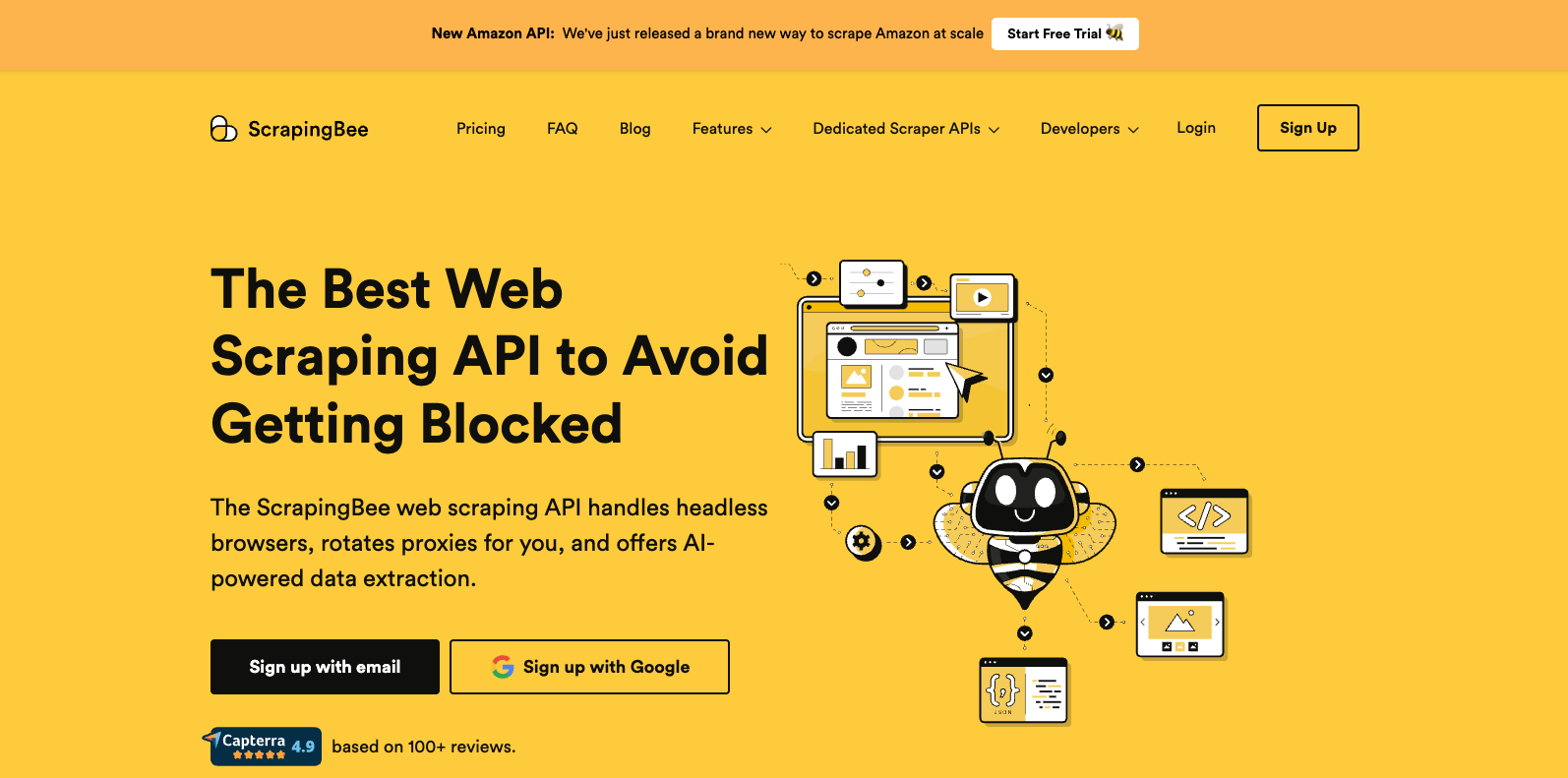 ScrapingBee, an API-first option among automated web scraping tools