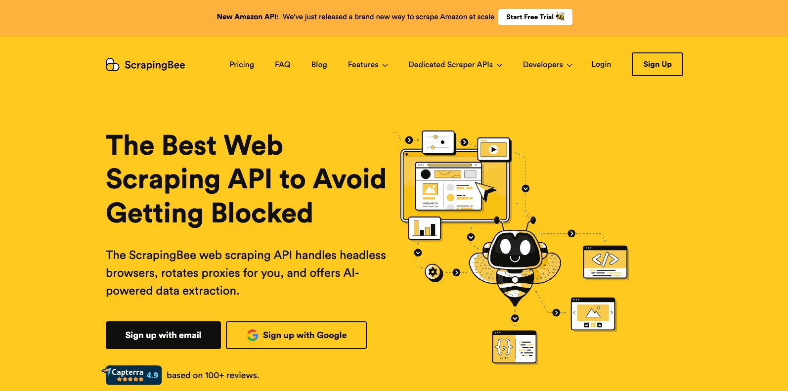 ScrapingBee, an API-first option among automated web scraping tools
