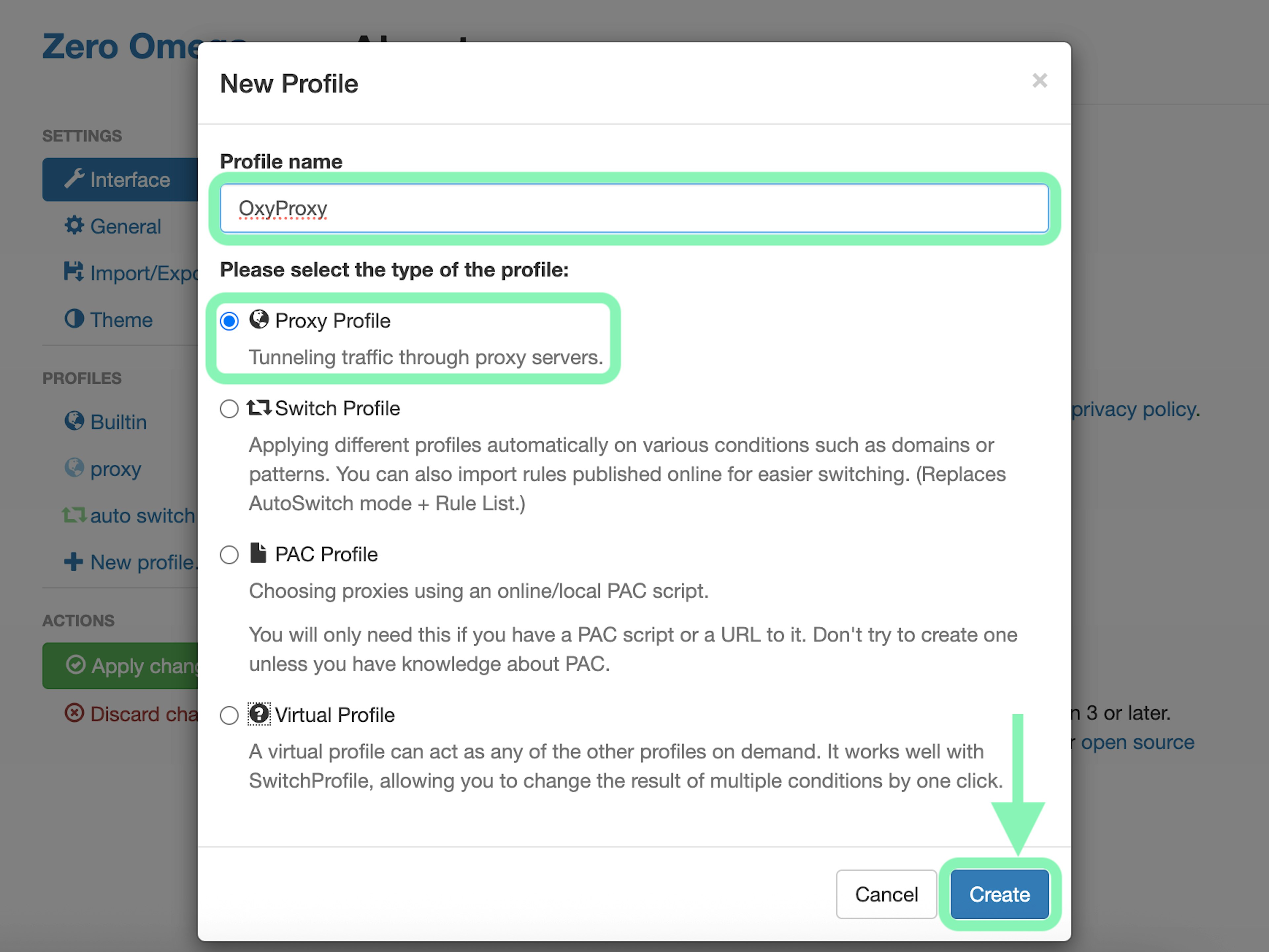 ZeroOmega profile setup
