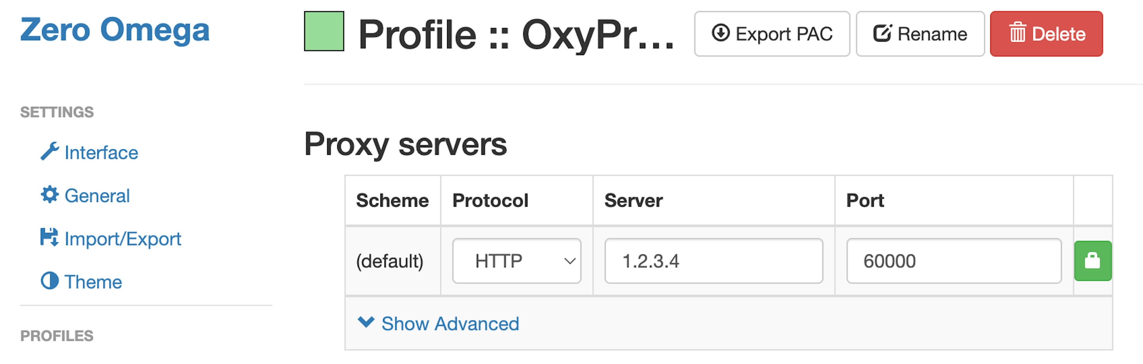 Oxylabs Enterprise Dedicated Datacenter Proxies in ZeroOmega
