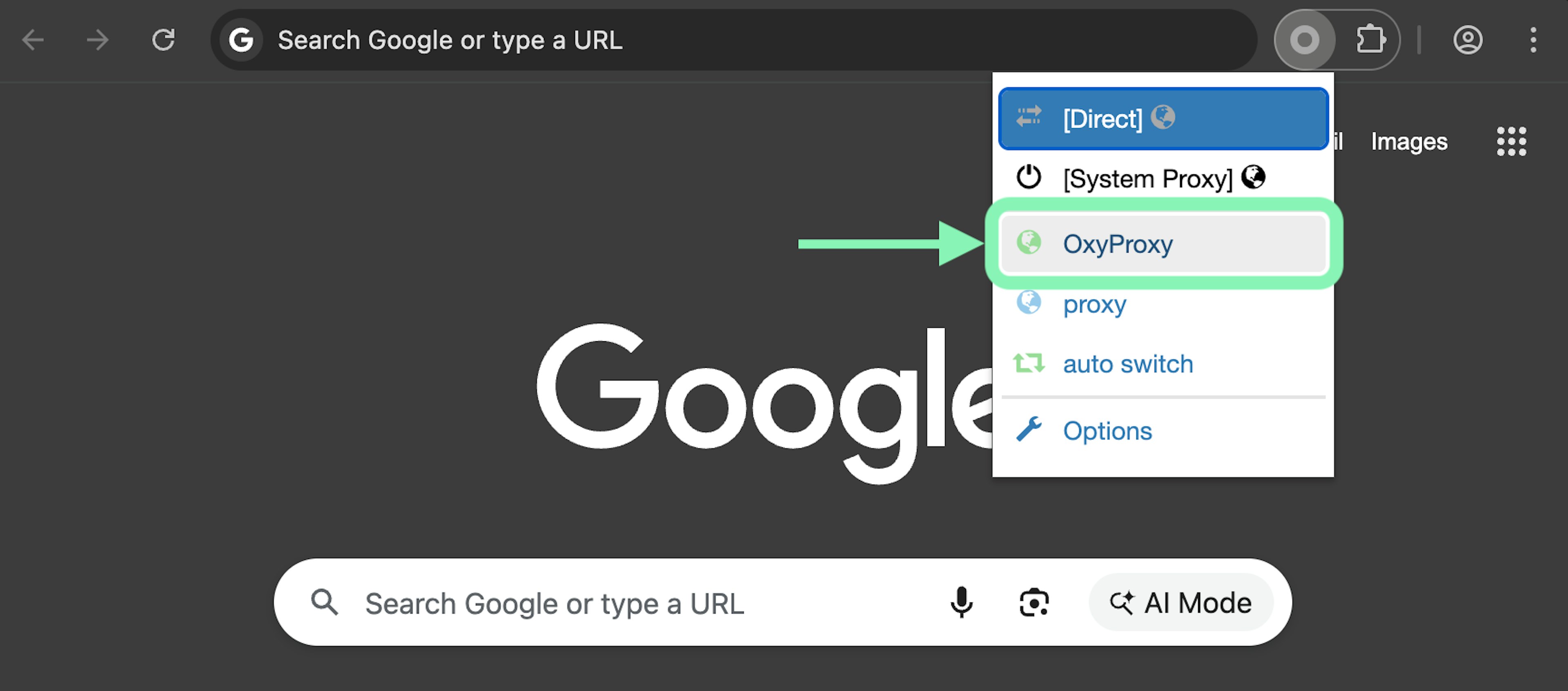 Activate ZeroOmega profile with Oxylabs proxies