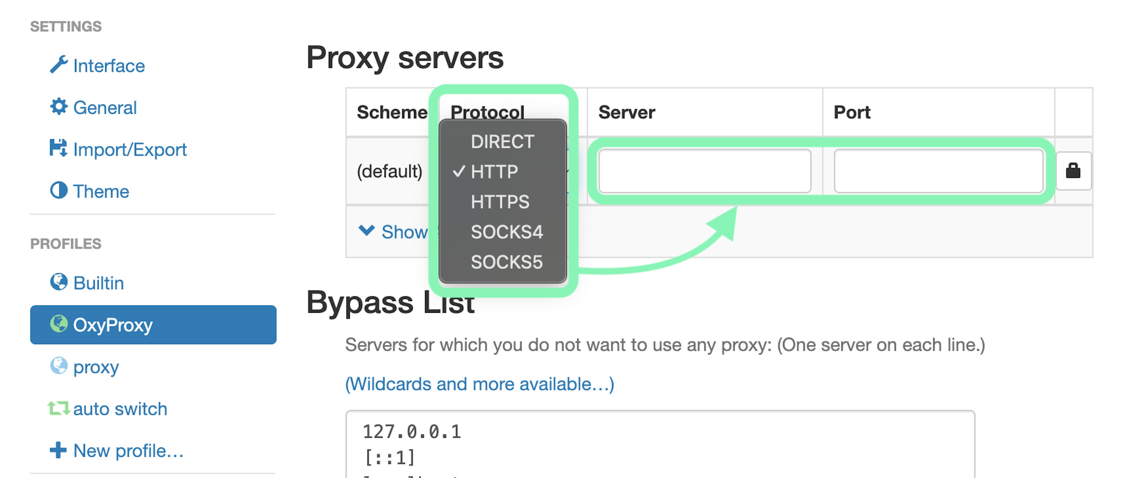 Oxylabs proxy detail fields in ZeroOmega