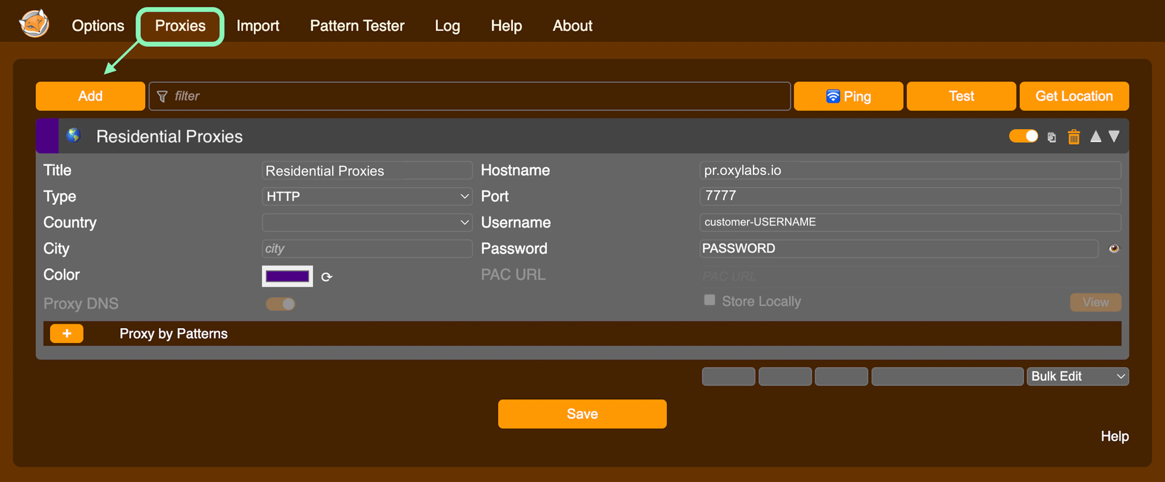 Configuring Oxylabs Residential Proxies