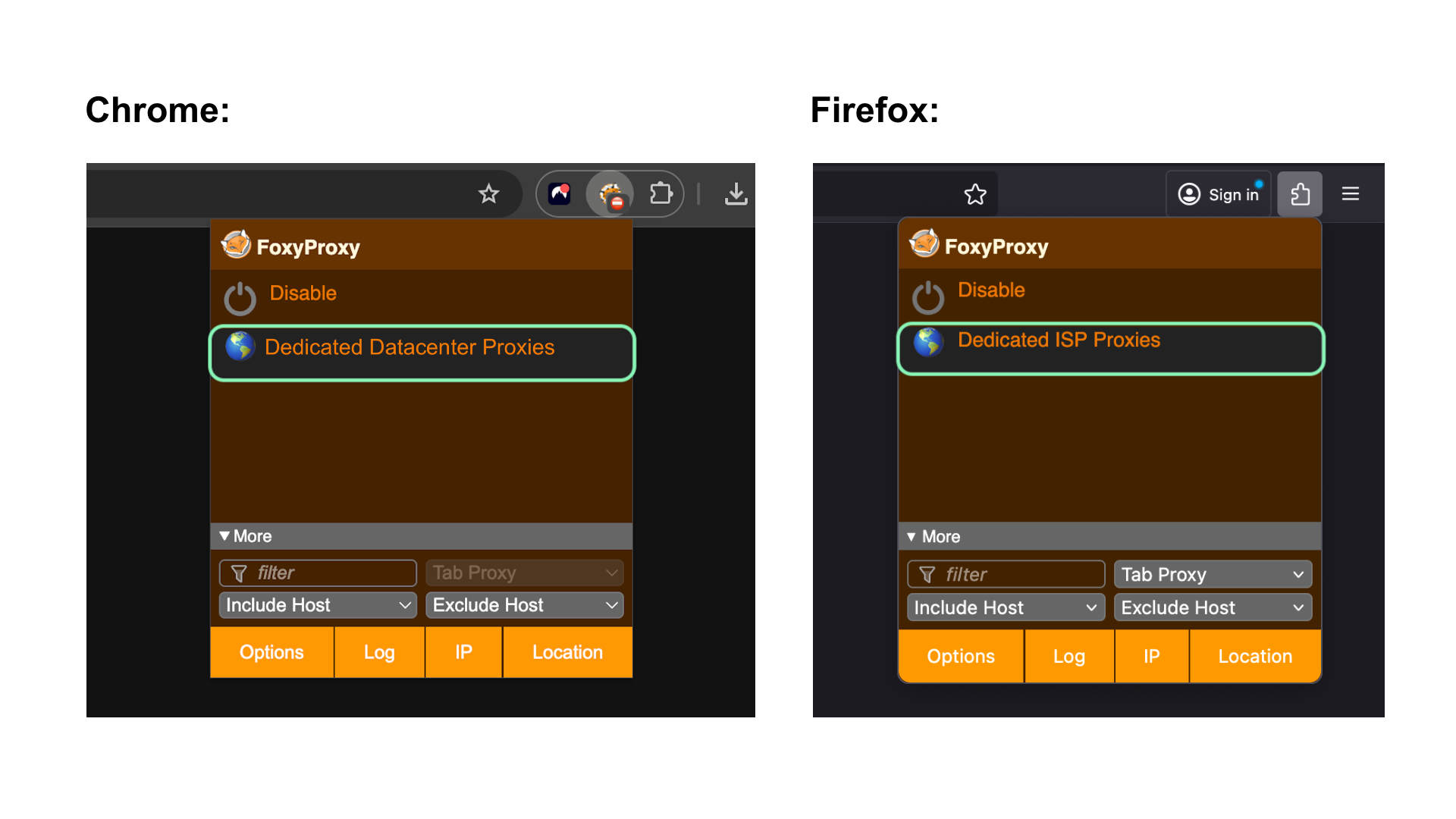 Activating the proxy server (e.g., Dedicated ISP Proxies)