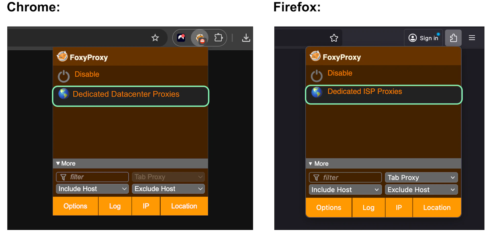Activating the proxy server (e.g., Dedicated ISP Proxies)