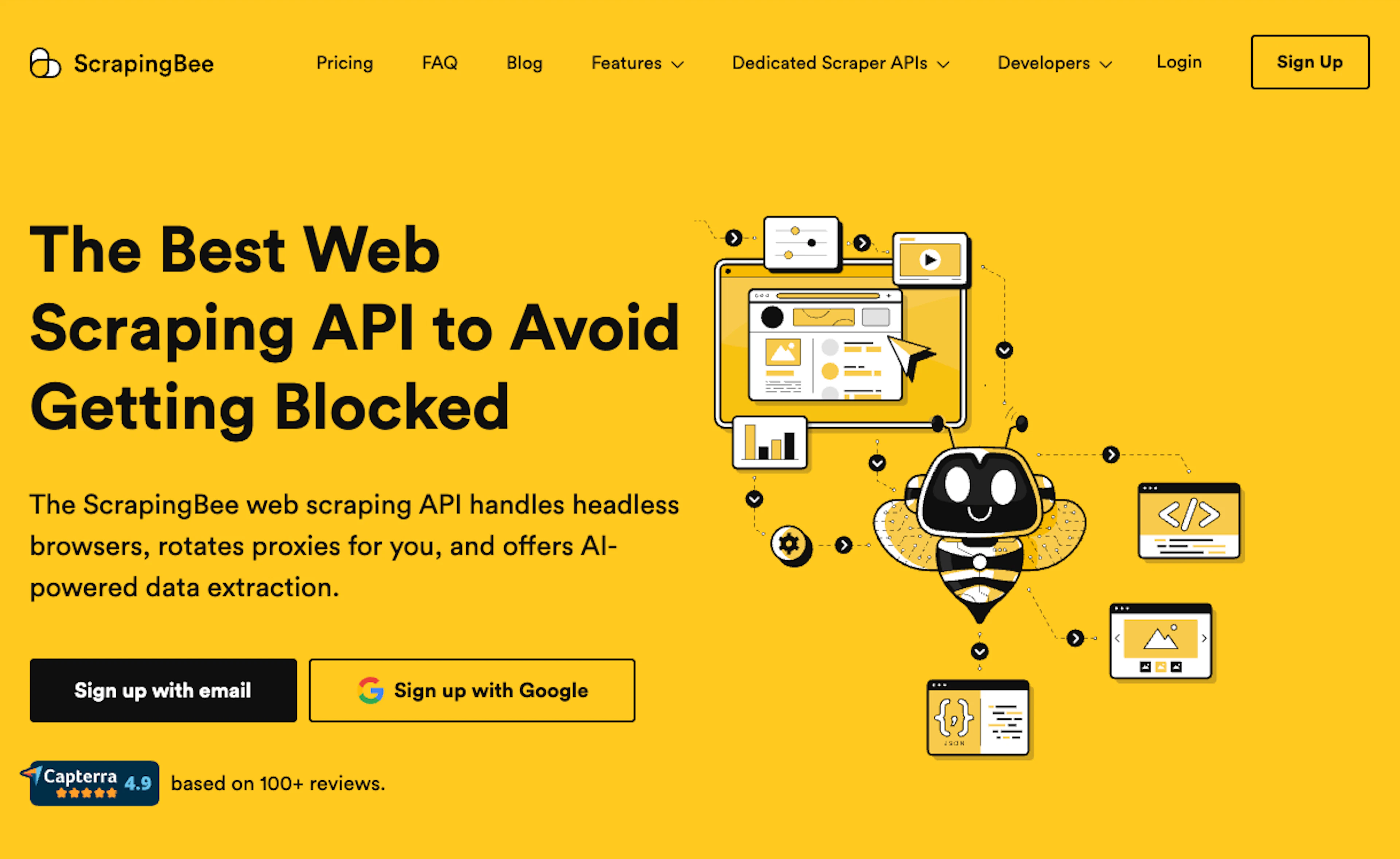 ScrapingBee, scraping API with no code data extraction options
