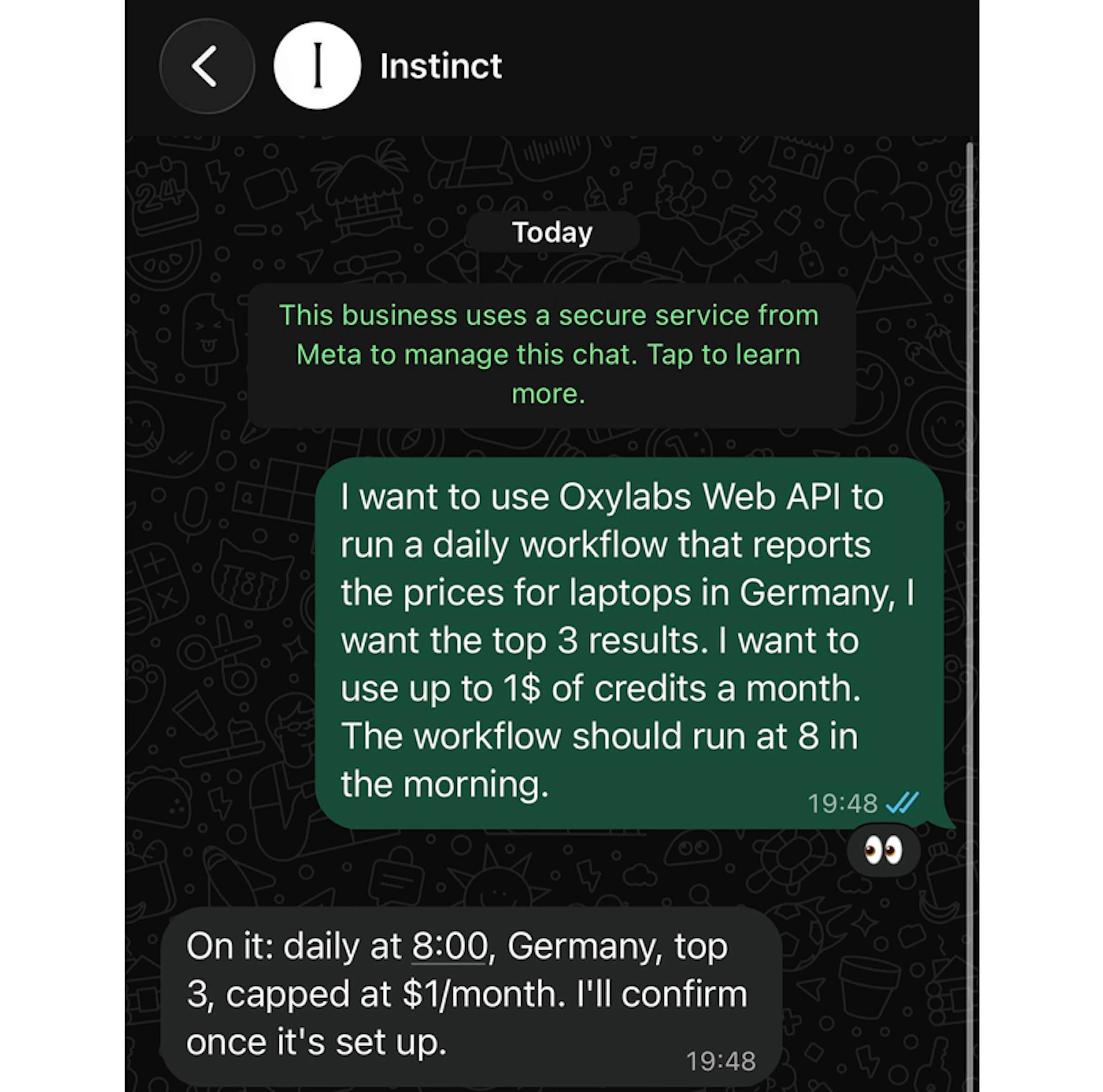 Instinct integration initial prompt